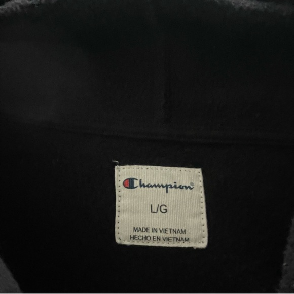 Champion Sweatshirt Hooded Front Pocket Long Sleeves Black Large - Picture 7 of 11